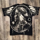 Vintage 90s Liquid Blue Dreamcatcher Native American Indian Wolf Aop T-shirt