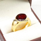 Garnet Oval Cut With 925 Sterling Silver Gold Plated Ring For Men s  b95