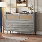 6 Drawer Double Dresser For Bedroom  47  Wide Modern Dressers   Chest Of Drawers