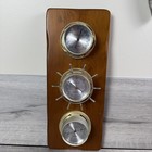 Vintage Springfield Wood Wall Weather Station Thermometer Barometer Usa Nautical