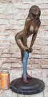 Handcrafted Bronze Sculpture Bas Marble Tall 23  Collett Female Nude Large