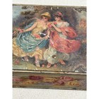 Vintage Decorative Tin Box Floral Roses Cherub Scene Storage Keepsake