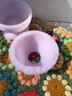 Vtg Fenton Lavender Satin Owl Fairy Lamp 4    Tall Read