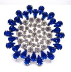 Vintage B David Blue Rhinestone Brooch Earrings Set