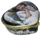 Porcelain Hinged Lid Trinket Jewelry Vintage Cherub Angel Decorated Heart Shape