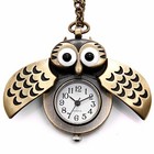 Vintage Bronze Retro Owl Pocket Watch Quartz Necklace Steampunk Men Women Gift