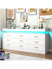 Wide 6 9 Drawer Storage Organizer Cabinet Dresser With Led Light Bedroom Closet