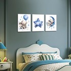 Hnnxar Elephant Nursery Wall Decor blue Moon And Stars Picture Painting baby