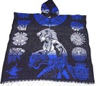 Authentic Mexican Handmade Poncho Gaban With Hood  Jaguar   Aztec Warrior