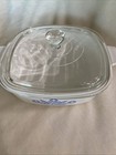 Corning Ware 1 Quart Casserole Dish With Lid Blue Cornflower A-1-b Vintage Usa