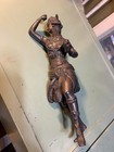 Vintage Heavy Metal Art Deco Lady Statue For Parts