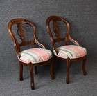 Pair Vintage Victorian Rococo Revival Pink   Blue Balloon Back Chairs French