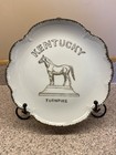 Vintage Kentucky Turnpike Souvenir Plate Scalloped Edge Gold Trim Horse Statue