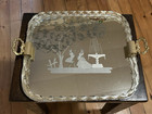 Vintage Mcm Murano Etched Glass Mirror Vanity Tray Gold Rope Ercole Barovier