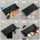 Mroco Pencil Case Black Bag Pu Leather Pen Small Zipper 