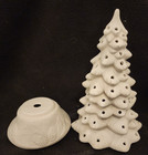 Ready To Paint Ceramic Bisque Vintage 1970 s Christmas Tree  Stand And Light Kit