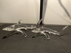 Hand Blown Great White Shark Clear Art Glass Crystal Figurines Ocean Sea Shore