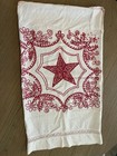 Vtg Detailed Red Work Embroidery Pillowcase Star Aquatic Look