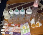 Baby Bottle Lot And Pacifier And Pacifier Straps