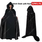 Unisex Adult Velvet Long Hooded Cloak Robe Witch Capes Fancy Halloween Costume