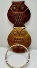 2 Vintage Mcm Syroco Owls Figurine Gold Painted Wood Wall Art Towel Holder Usa
