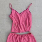 Vintage 70   s 80   s Amelia   s Pink Floral Embroidered Cami   Shorts Set Sz 8 