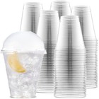 Durameg 12oz Clear Pet Cups With Dome Lids 100 Pack   Disposable Smoothie Cups