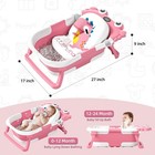 Foldable Baby Bathtub With Cushion   Temp Sensor  Portable Infant Tub 0   36m