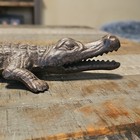 Antique Cast Iron Alligator crocodile Figurine Open Mouth Metal Animal Figurine