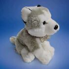 Fao Schwarz Husky Plush Dog 9 5  Sitting White Gray Blue   Brown Eye
