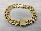 Mens Miami Cuban Link Bracelet 14k Or 18k Gold Plated Stainless Steel Hip Hop