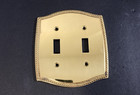 2 Piece Lot  Broadway Supply Double Switch Plate   Outlet  Cover Shiny Goldtone