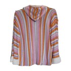 Striped Baja Surf Beach Spring Colors Lightweight Knit Hoodie Bell Sleeves S m