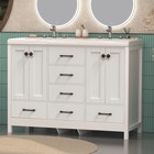 47  White Bathroom Vanity Double Sink Ceramic Freestanding Cabinet With 6 Drawer
