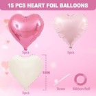 Pink And White Balloons - Pack Of 15 - Heart Shaped Foil Balloons For Valenti   