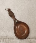 Maori New Zealand Wood Carved Tiki Ladle Spoon Bowl Paua Abalone Eyes Vintage