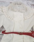 80s Vintage 3t Off White Lace Ruffle Belt Blazer   Pleated Skirt Set Made In Usa