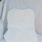 David s Bridal Strapless Ivory Satin Beaded Ball Gown Wedding Dress 8 T9293