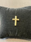 Small Simple Cross Gold Tone Vintage Lapel Hat Pin Pinback - Tie Tack Brooch