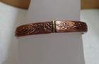 Size 8 Vintage Solid Copper Flower Hinged Bangle Bracelet 5 16  Wide 15 1 Gm