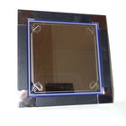 Vintage Shiseido Fashion Mirror Art Deco Black Leather Frame Silver Corners