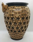 Vintage Soapstone Weave Carved Vase Frog Lucky Made In Vietnam Handmade Asian