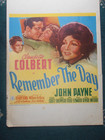 Rare 1941 Usa Cinema Window Card Film Poster -remember The Day-claudette Colbert