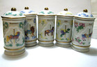 Lot 5 Vintage  93 Lenox Spice Carousel  Jars Ginger Dill Sage Rosemary Marjoram