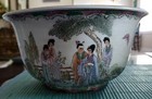 Antique 19th C Signed   Sealed Chinese Famille Rose Figural Deep Fruit Bowl