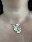 Gold St Saint San Michael Miguel Pendant 14k Yellow White Necklace Real 1 50   