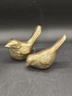 Vintage Pair Brass Birds Set Of 2 Songbirds Lovebirds Figurines Mcm Paperweight