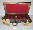 Collectable Van Cleef   Arpels Hermes Givenchy Miniature Perfume Set Wood Box