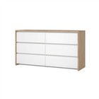 Tvilum Next Jackson Hickory white High Gloss  6 Drawer Double Dresser