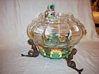 Antique Vintage Fish Bowl   Holder Art Deco Light Frog Sitter